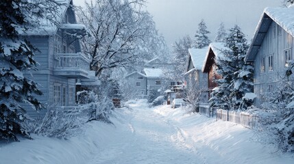 Fototapeta premium snowy winter wonderland scene