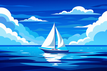 Naklejka premium Sailboat on the sea day