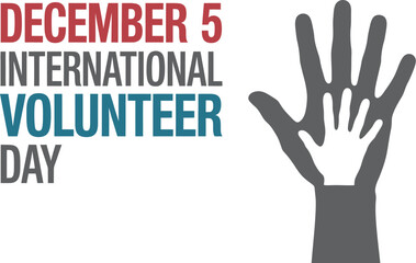 December 5 International Volunteer Day Graphic with Two Hands Overlapping Symbolizing Global Help, Support, and Community Service