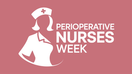 Perioperative Nurses Week Celebration: White Nurse Silhouette Graphic on a Dusty Rose Background for Surgical Professional Appreciation