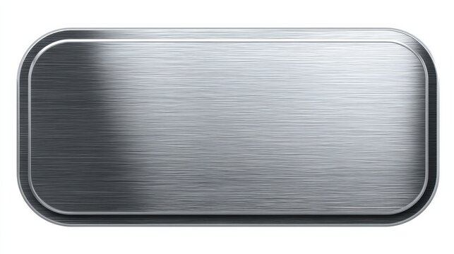 realistic brushed steel nameplate tag with rounded corners isolated background