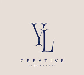 Sophisticated and stylish letter logo design featuring the combination of the letters Y and L in dark blue color scheme perfect for branding stationery website headers or social media graphics