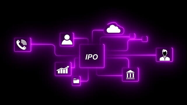Business ipo Cloud Network Icons Connection Concept Digital Technology Communication Partnership Growth Analysis Teamwork Ideas Innovation Security