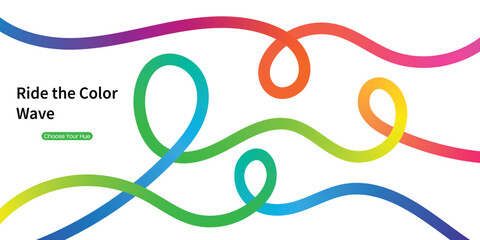 Abstract Color Lines Pattern. Vector Rainbow Gradient Ribbons. Wave Shape Flow Lines on White Background.