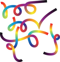 Abstract rainbow gradient ribbons swirling looping on a clean white background