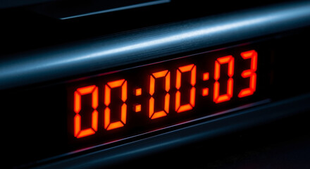 Countdown clock display showing three seconds until New Year's Eve  