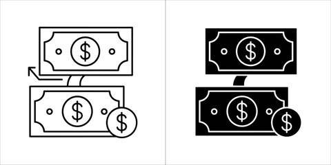 Money transfer icon, financial transaction linear vector illustration