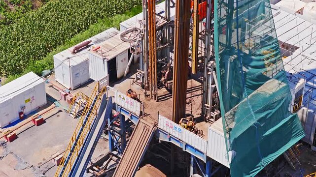 Oil field construction site under construction