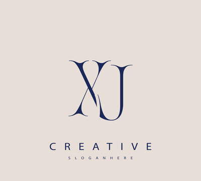 Sophisticated and stylish letter logo design featuring the combination of the letters X and J in dark blue color scheme perfect for branding stationery website headers or social media graphics