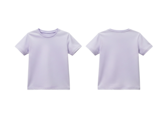 Front and back view of a plain lavender t-shirt, short-sleeved crew neck, perfect for everyday wear or customization