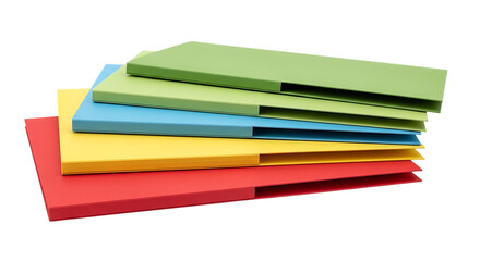 Stack of colorful folders isolated on a transparent background