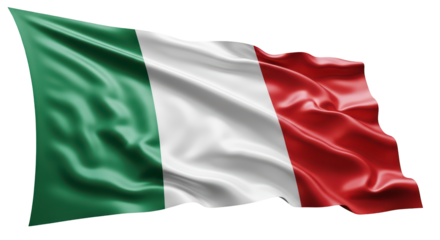 The 'Tricolore' national flag of the Italian Republic with its green, white, and red stripes, transparent PNG (इटली झंडा)