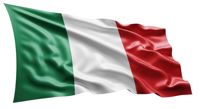 The 'Tricolore' national flag of the Italian Republic with its green, white, and red stripes, transparent PNG (इटली झंडा) - Powered by Adobe