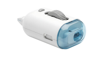 White and Blue Electronic Device with Rotary Dial button isolated on a transparent background