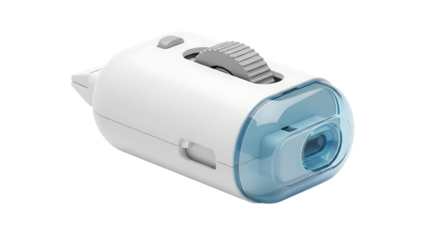 White and Blue Electronic Device with Rotary Dial button isolated on a transparent background