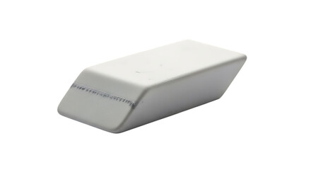 White Rectangular Eraser with Beveled Edges rubber isolated on a transparent background