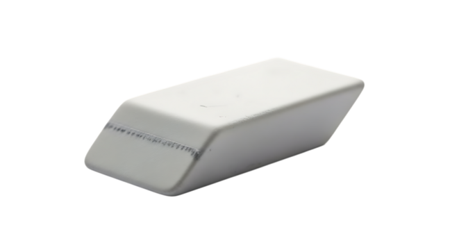 White Rectangular Eraser with Beveled Edges rubber isolated on a transparent background