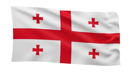 Fototapeta premium Waving national flag of Georgia featuring the five crosses, a detailed realistic cloth texture transparent PNG 4K (जॉर्जिया झंडा)