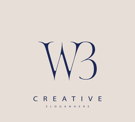 Sophisticated and stylish letter logo design featuring the combination of the letters W and B in dark blue color scheme perfect for branding stationery website headers or social media graphics