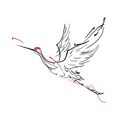 Minimalist flying bird line art illustration