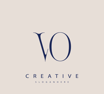 Sophisticated and stylish letter logo design featuring the combination of the letters V and O in dark blue color scheme perfect for branding stationery website headers or social media graphics