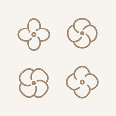 Canola, mustard symbol. Production of biofuel, oil, mixed feed, cosmetics, detergent. Flower emblem. Set of 4 geometric shape.