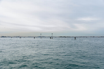 Tranquil seascape with calm waters and cloudy sky