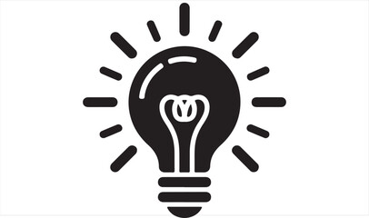 Black and white vector of light bulb for idea and inspiration concept