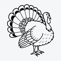Turkey line art White background illustration Generative Ai