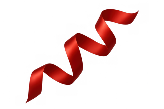 Red satin ribbon floating freely, forming a dynamic decorative swirl, symbolizing celebration, awards, gifts, and holidays - Powered by Adobe