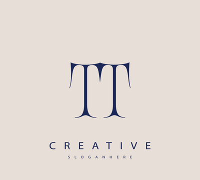 Sophisticated and stylish letter logo design featuring the combination of the letters T and T in dark blue color scheme perfect for branding stationery website headers or social media graphics