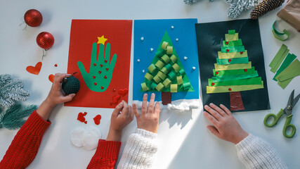 Children's craft Christmas idea, children doing creative work