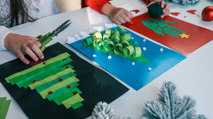 Children's craft Christmas idea, children doing creative work