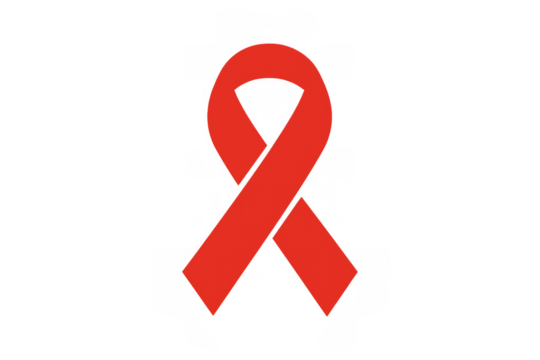 Red ribbon representing hiv aids awareness, support, and solidarity. Health campaign symbol on transparent background