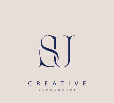 Sophisticated and stylish letter logo design featuring the combination of the letters S and U in dark blue color scheme perfect for branding stationery website headers or social media graphics