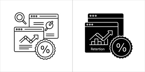 Website analytics and retention rate icon