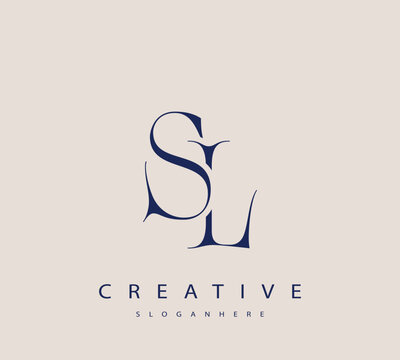 Sophisticated and stylish letter logo design featuring the combination of the letters S and L in dark blue color scheme perfect for branding stationery website headers or social media graphics