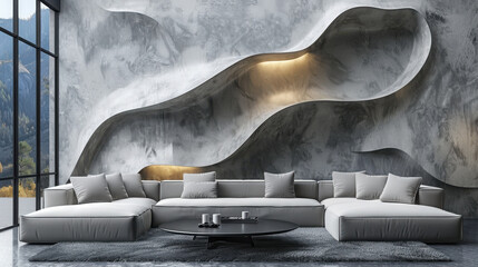 Fototapeta premium A modern wall mural designed for stylish homes, combining bold graphics, minimal shapes, and contemporary elegance to elevate interior spaces. 