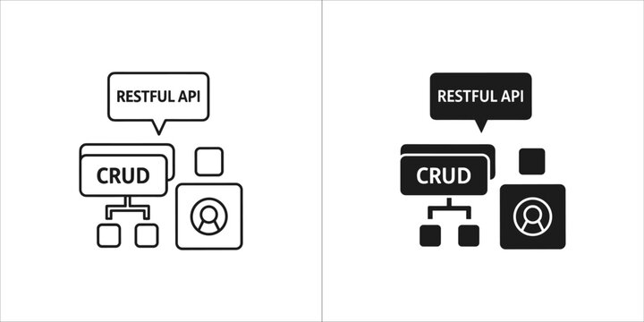 Restful api crud operations diagram with user icon
