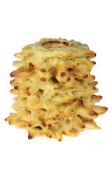 traditional Lithuanian Sakotis tree cake isolated on white background