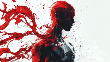 A captivating silhouette of a figure, blending emotions and dynamic colors for artistic expression.