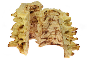 traditional Lithuanian Sakotis tree cake isolated on white background