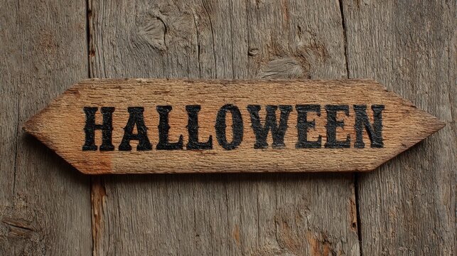 halloween arrow sign a rustic wooden arrow sign pointing towards halloween with classic typography in a vintage design inviting a spooktacular journey into the festive season - Powered by Adobe