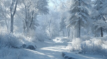 Fototapeta premium winter wonderland a stunning 3d illustration of a silver forestscape