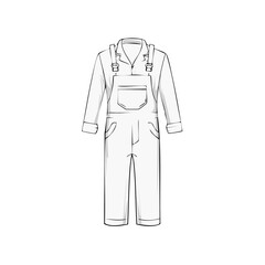 Naklejka premium Overall Dungarees Fashion Illustration Technical Drawing Workwear Outfit Apparel Design Template