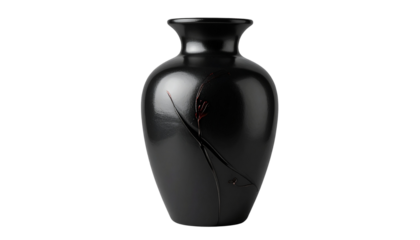 Stylish black long ceramic vase with modern minimalist aesthetic, perfect for home decor, branding, or interior design visuals. Elegant and timeless decorative object.