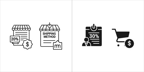 Ecommerce icon, online shopping and discount concept