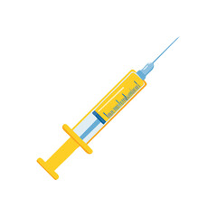 Cartoon Injection Syringe Illustration Medical Instrument Filled with Vaccine Medication Treatment Vaccination Flu Shot Protection Healthcare Immunization
