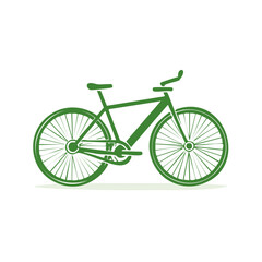 Green bicycle illustration isolated on white background. Symbol of eco-friendly transport.