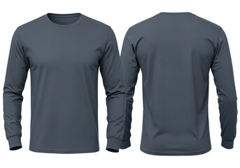Versatile Blank Long-Sleeve T-Shirt Mockup in Dark Gray, Displaying Both Front and Back Views for Apparel Design, Branding, and Product Presentation